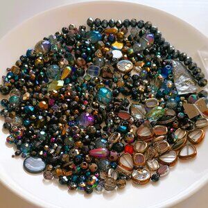 DIY Assorted Bulk Glass Beads 13.5 oz Blue Tone Different Sizes & Shapes